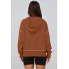 imagePRETTYGARDEN Womens Hooded Sweatshirts Long Sleeve Half Zip Cropped Hoodie Pullover Winter Fashion ClothesCaramel