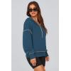imagePRETTYGARDEN Womens Hooded Sweatshirts Long Sleeve Half Zip Cropped Hoodie Pullover Winter Fashion ClothesDark Blue