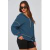 imagePRETTYGARDEN Womens Hooded Sweatshirts Long Sleeve Half Zip Cropped Hoodie Pullover Winter Fashion ClothesDark Blue