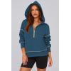 imagePRETTYGARDEN Womens Hooded Sweatshirts Long Sleeve Half Zip Cropped Hoodie Pullover Winter Fashion ClothesDark Blue