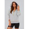imagePRETTYGARDEN Womens Hooded Sweatshirts Long Sleeve Half Zip Cropped Hoodie Pullover Winter Fashion ClothesGrey