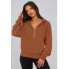 imagePRETTYGARDEN Womens Hooded Sweatshirts Long Sleeve Half Zip Cropped Hoodie Pullover Winter Fashion ClothesGrey