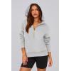 imagePRETTYGARDEN Womens Hooded Sweatshirts Long Sleeve Half Zip Cropped Hoodie Pullover Winter Fashion ClothesGrey