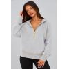 imagePRETTYGARDEN Womens Hooded Sweatshirts Long Sleeve Half Zip Cropped Hoodie Pullover Winter Fashion ClothesGrey