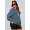 imagePRETTYGARDEN Womens Hooded Sweatshirts Long Sleeve Half Zip Cropped Hoodie Pullover Winter Fashion ClothesGrey Blue