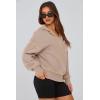 imagePRETTYGARDEN Womens Hooded Sweatshirts Long Sleeve Half Zip Cropped Hoodie Pullover Winter Fashion ClothesKhaki