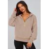imagePRETTYGARDEN Womens Hooded Sweatshirts Long Sleeve Half Zip Cropped Hoodie Pullover Winter Fashion ClothesKhaki