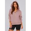 imagePRETTYGARDEN Womens Hooded Sweatshirts Long Sleeve Half Zip Cropped Hoodie Pullover Winter Fashion ClothesPink