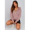 imagePRETTYGARDEN Womens Hooded Sweatshirts Long Sleeve Half Zip Cropped Hoodie Pullover Winter Fashion ClothesPink