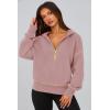 imagePRETTYGARDEN Womens Hooded Sweatshirts Long Sleeve Half Zip Cropped Hoodie Pullover Winter Fashion ClothesPink