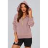 imagePRETTYGARDEN Womens Hooded Sweatshirts Long Sleeve Half Zip Cropped Hoodie Pullover Winter Fashion ClothesPink