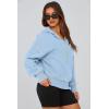 imagePRETTYGARDEN Womens Hooded Sweatshirts Long Sleeve Half Zip Cropped Hoodie Pullover Winter Fashion ClothesSky Blue