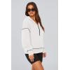 imagePRETTYGARDEN Womens Hooded Sweatshirts Long Sleeve Half Zip Cropped Hoodie Pullover Winter Fashion ClothesWhite