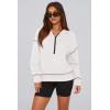 imagePRETTYGARDEN Womens Hooded Sweatshirts Long Sleeve Half Zip Cropped Hoodie Pullover Winter Fashion ClothesWhite