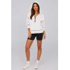 imagePRETTYGARDEN Womens Hooded Sweatshirts Long Sleeve Half Zip Cropped Hoodie Pullover Winter Fashion ClothesWhite