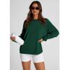 imagePRETTYGARDEN Womens Oversized Sweatshirt Ribbed Corduroy Crewneck Long Sleeve Loose Fit Casual Going Out Pullover TopsDark Green