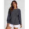 imagePRETTYGARDEN Womens Oversized Sweatshirt Ribbed Corduroy Crewneck Long Sleeve Loose Fit Casual Going Out Pullover TopsDark Grey