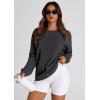 imagePRETTYGARDEN Womens Oversized Sweatshirt Ribbed Corduroy Crewneck Long Sleeve Loose Fit Casual Going Out Pullover TopsDark Grey