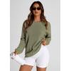 imagePRETTYGARDEN Womens Oversized Sweatshirt Ribbed Corduroy Crewneck Long Sleeve Loose Fit Casual Going Out Pullover TopsGreen