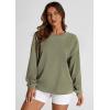 imagePRETTYGARDEN Womens Oversized Sweatshirt Ribbed Corduroy Crewneck Long Sleeve Loose Fit Casual Going Out Pullover TopsGreen