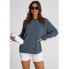 imagePRETTYGARDEN Womens Oversized Sweatshirt Ribbed Corduroy Crewneck Long Sleeve Loose Fit Casual Going Out Pullover TopsGrey Blue