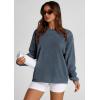 imagePRETTYGARDEN Womens Oversized Sweatshirt Ribbed Corduroy Crewneck Long Sleeve Loose Fit Casual Going Out Pullover TopsGrey Blue