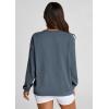 imagePRETTYGARDEN Womens Oversized Sweatshirt Ribbed Corduroy Crewneck Long Sleeve Loose Fit Casual Going Out Pullover TopsGrey Blue