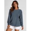 imagePRETTYGARDEN Womens Oversized Sweatshirt Ribbed Corduroy Crewneck Long Sleeve Loose Fit Casual Going Out Pullover TopsGrey Blue