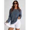 imagePRETTYGARDEN Womens Oversized Sweatshirt Ribbed Corduroy Crewneck Long Sleeve Loose Fit Casual Going Out Pullover TopsGrey Blue