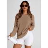 imagePRETTYGARDEN Womens Oversized Sweatshirt Ribbed Corduroy Crewneck Long Sleeve Loose Fit Casual Going Out Pullover TopsKhaki
