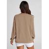 imagePRETTYGARDEN Womens Oversized Sweatshirt Ribbed Corduroy Crewneck Long Sleeve Loose Fit Casual Going Out Pullover TopsKhaki