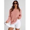 imagePRETTYGARDEN Womens Oversized Sweatshirt Ribbed Corduroy Crewneck Long Sleeve Loose Fit Casual Going Out Pullover TopsPink