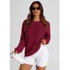 imagePRETTYGARDEN Womens Oversized Sweatshirt Ribbed Corduroy Crewneck Long Sleeve Loose Fit Casual Going Out Pullover TopsWine Red