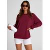 imagePRETTYGARDEN Womens Oversized Sweatshirt Ribbed Corduroy Crewneck Long Sleeve Loose Fit Casual Going Out Pullover TopsWine Red