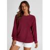 imagePRETTYGARDEN Womens Oversized Sweatshirt Ribbed Corduroy Crewneck Long Sleeve Loose Fit Casual Going Out Pullover TopsWine Red