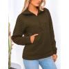 imagePRETTYGARDEN Womens Winter Quilted Sweatshirt Casual Quarter Zip Collared Long Sleeve V Neck Pullover TopsArmy Green