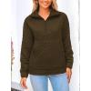 imagePRETTYGARDEN Womens Winter Quilted Sweatshirt Casual Quarter Zip Collared Long Sleeve V Neck Pullover TopsArmy Green