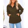 imagePRETTYGARDEN Womens Winter Quilted Sweatshirt Casual Quarter Zip Collared Long Sleeve V Neck Pullover TopsArmy Green