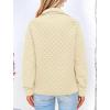 imagePRETTYGARDEN Womens Winter Quilted Sweatshirt Casual Quarter Zip Collared Long Sleeve V Neck Pullover TopsBeige