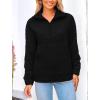imagePRETTYGARDEN Womens Winter Quilted Sweatshirt Casual Quarter Zip Collared Long Sleeve V Neck Pullover TopsBlack