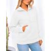 imagePRETTYGARDEN Womens Winter Quilted Sweatshirt Casual Quarter Zip Collared Long Sleeve V Neck Pullover TopsWhite