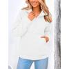 imagePRETTYGARDEN Womens Winter Quilted Sweatshirt Casual Quarter Zip Collared Long Sleeve V Neck Pullover TopsWhite