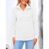 imagePRETTYGARDEN Womens Winter Quilted Sweatshirt Casual Quarter Zip Collared Long Sleeve V Neck Pullover TopsWhite