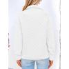 imagePRETTYGARDEN Womens Winter Quilted Sweatshirt Casual Quarter Zip Collared Long Sleeve V Neck Pullover TopsWhite