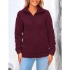 imagePRETTYGARDEN Womens Winter Quilted Sweatshirt Casual Quarter Zip Collared Long Sleeve V Neck Pullover TopsWine Red