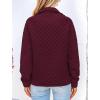 imagePRETTYGARDEN Womens Winter Quilted Sweatshirt Casual Quarter Zip Collared Long Sleeve V Neck Pullover TopsWine Red