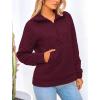 imagePRETTYGARDEN Womens Winter Quilted Sweatshirt Casual Quarter Zip Collared Long Sleeve V Neck Pullover TopsWine Red