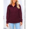 imagePRETTYGARDEN Womens Winter Quilted Sweatshirt Casual Quarter Zip Collared Long Sleeve V Neck Pullover TopsWine Red