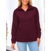 imagePRETTYGARDEN Womens Winter Quilted Sweatshirt Casual Quarter Zip Collared Long Sleeve V Neck Pullover TopsWine Red