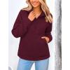 imagePRETTYGARDEN Womens Winter Quilted Sweatshirt Casual Quarter Zip Collared Long Sleeve V Neck Pullover TopsWine Red